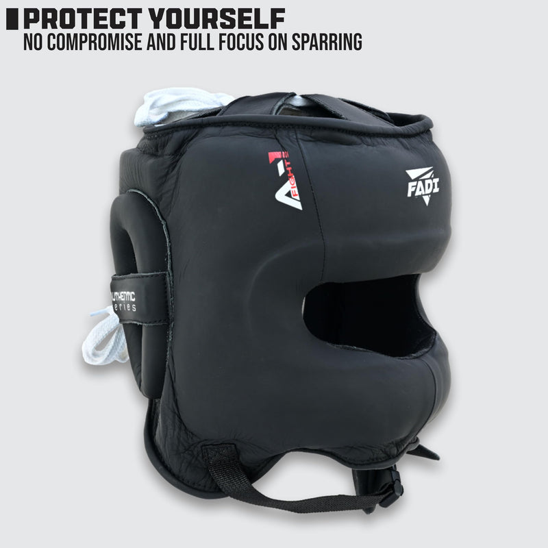 Authentic Series A1 Boxing Headgear - Pure Leather Head Guard for Kids and Adults in MMA, Kickboxing, Muay Thai, Karate, Martial Arts and Taekwondo S/M Black - BeesActive Australia
