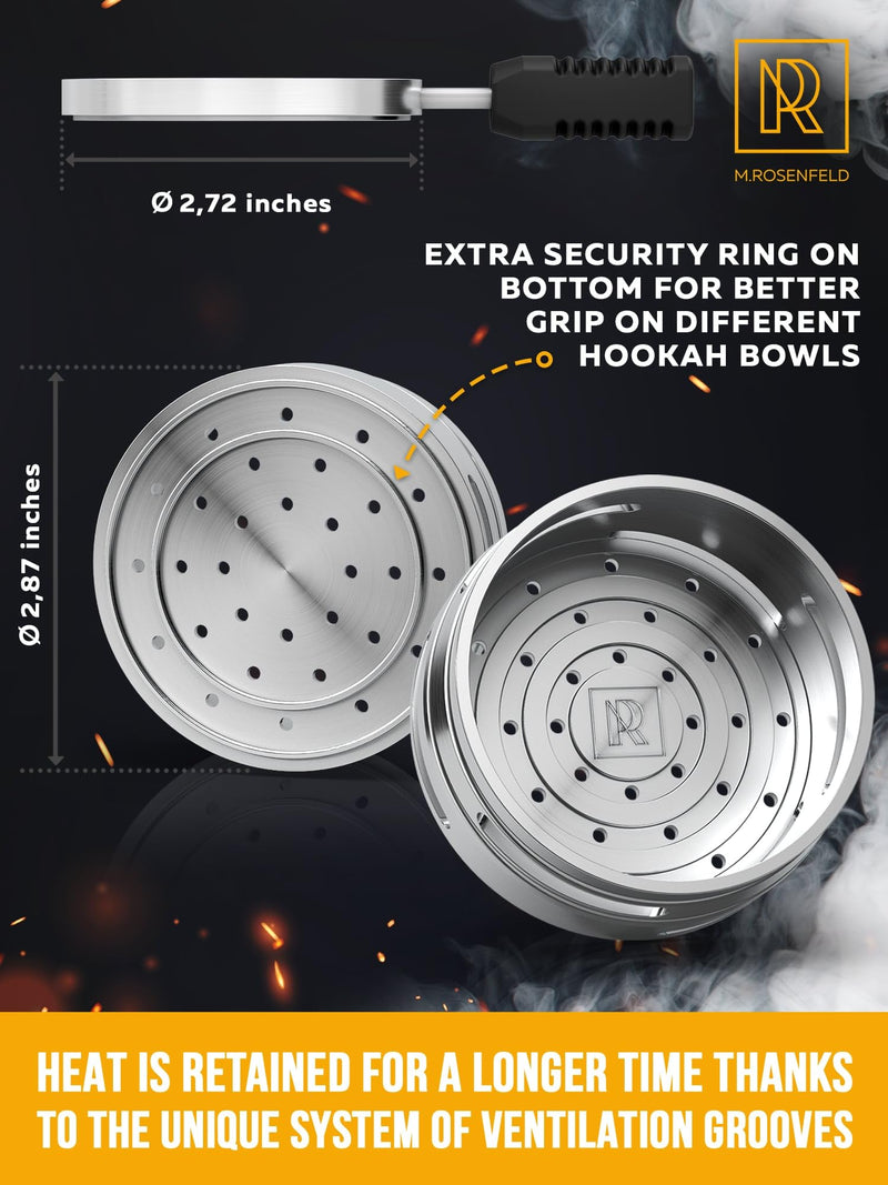 M. ROSENFELD Hookah Coal Holder - Hookah Charcoal Holder – Hookah Heat Management System - Hookah Head for Shisha Hookah Flavor - Hookah Accessories - Hookah Flavor Saver Hookah Coal Cover HULI Silver - BeesActive Australia