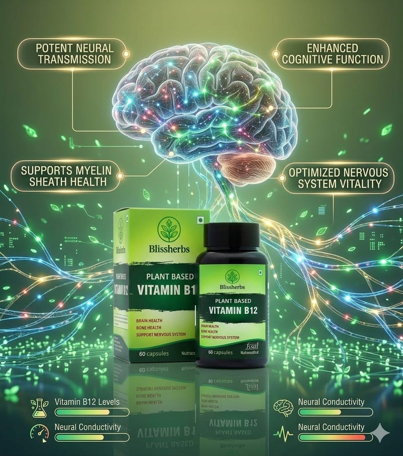 Plant-Based Vitamin B12 – 100% Vegan & Vegetarian B12 Supplement with 7 Superfoods (Moringa, Amla, Wheatgrass, Spinach & More) – Supports Energy, Nerve & Brain Health – 60 Veg Capsules