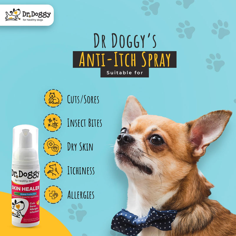 Dr Doggy Skin Healer 50ml – Dog Anti-Itch Spray & Moisturiser – Allergy & Dry Skin Relief, Hot Spot Treatment, Antiseptic & Odour-Free Care