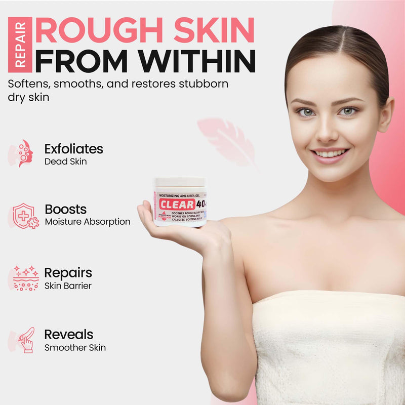 CLEAR Urea Cream 40 Percent Plus 2% Salicylic Acid (4oz) Made in USA | Urea Foot & Hand Cream Softens Cracked Heels & Dry Skin with Tea Tree & Coconut Oil - Callus & Corn Treatment 40% Urea & 2% Salicylic Acid | Tea Tree Oil & Coconut 4 Fl Oz (Pack of 1) - BeesActive Australia