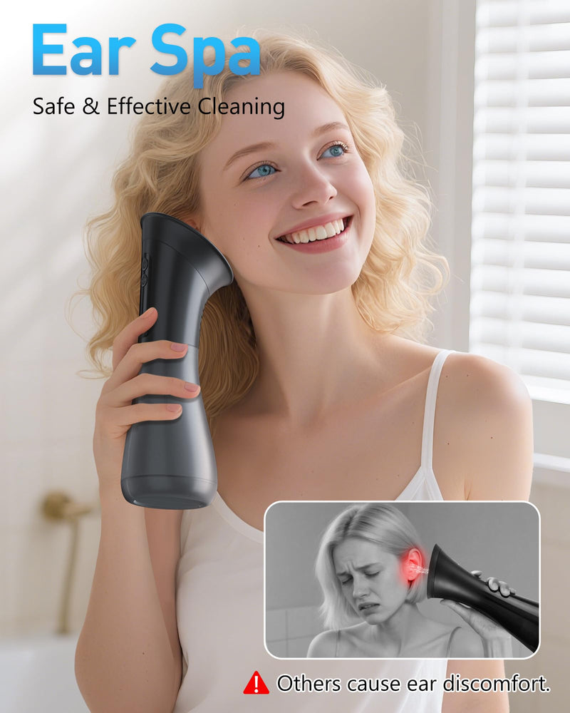 Ear Wax Removal, Electric Ear Cleaner with LED Display & Dual Tank, Ear Irrigation Kit Includes 12 Tips, IPX7, Safe & Effective Cleaning for Adults & Kids, Easy to Use Black