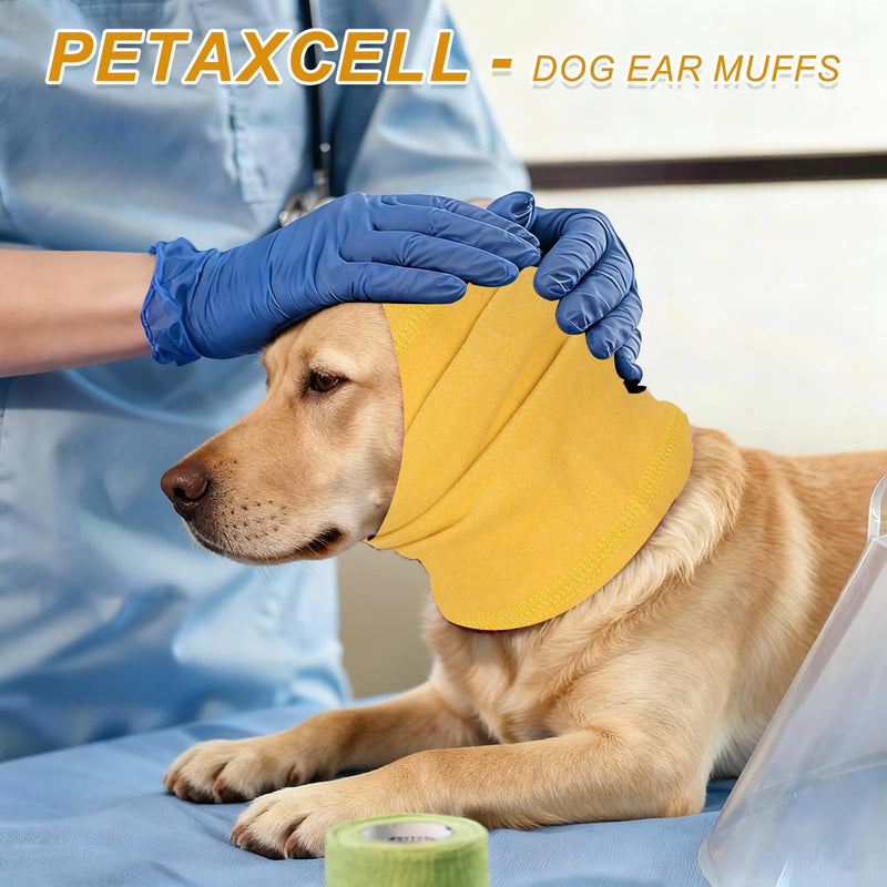 Dog Head Wrap, Cat Ear Wrap Ear Muffs Quiet Head Cover Sleeves Anxiety Ease Head Protection No Shake, (Light Blue, M), Intended for Pet Grooming/Force Drying/Fireworks Light Blue