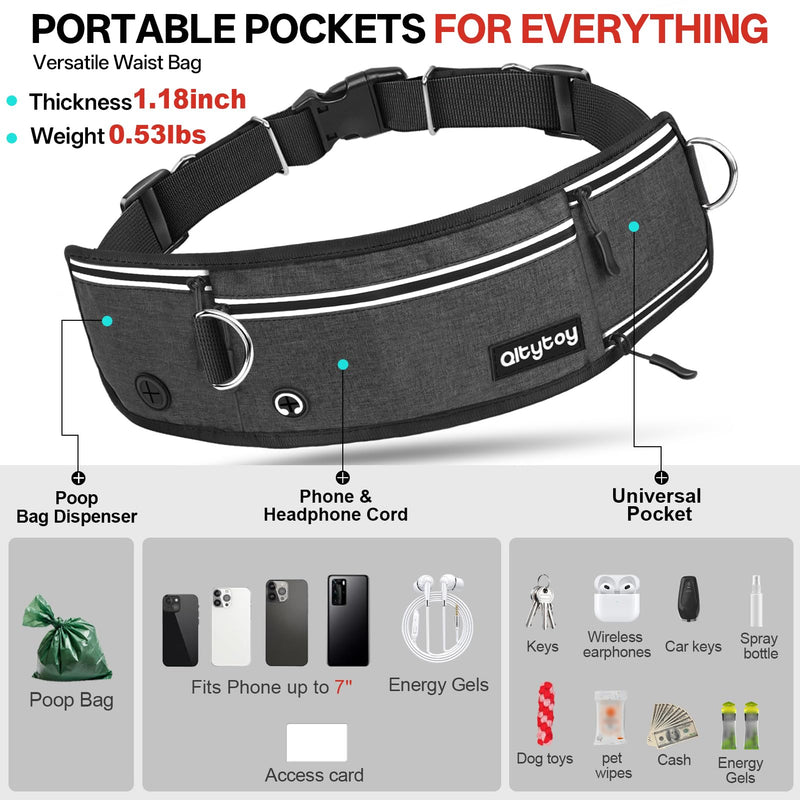Hands Free Double Dog Leash for Two Dogs,Upgrade 200LB Heavy Duty Retractable with Partitioned Waist Pouch Adjustable Waist for Medium Large Park Walking Running Jogging Hiking Biking Training 2 Leashes - BeesActive Australia