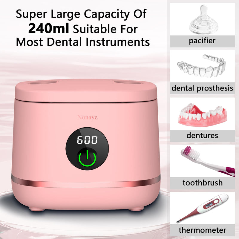 Dental Ultrasonic Retainer Cleaner Machine–Cleaning for Night Guards Pink