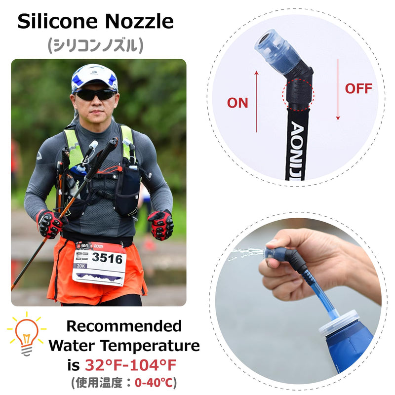 Azarxis TPU Soft Flask Collapsible Water Bottles BPA-Free 250ml 350ml 500ml 600ml for Hydration Vest Pack Running Hiking Cycling Climbing 350ml / 11.83oz with Speed Straw - 2 Pack