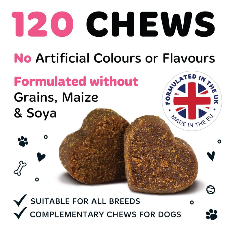 BUGALUGS Itch & Immunity Dog Treats – Helps Soothe Itchy Skin, Paws, Ears - Licking, Scratching - Perfect for Small, Medium & Large Dogs 120 Chews