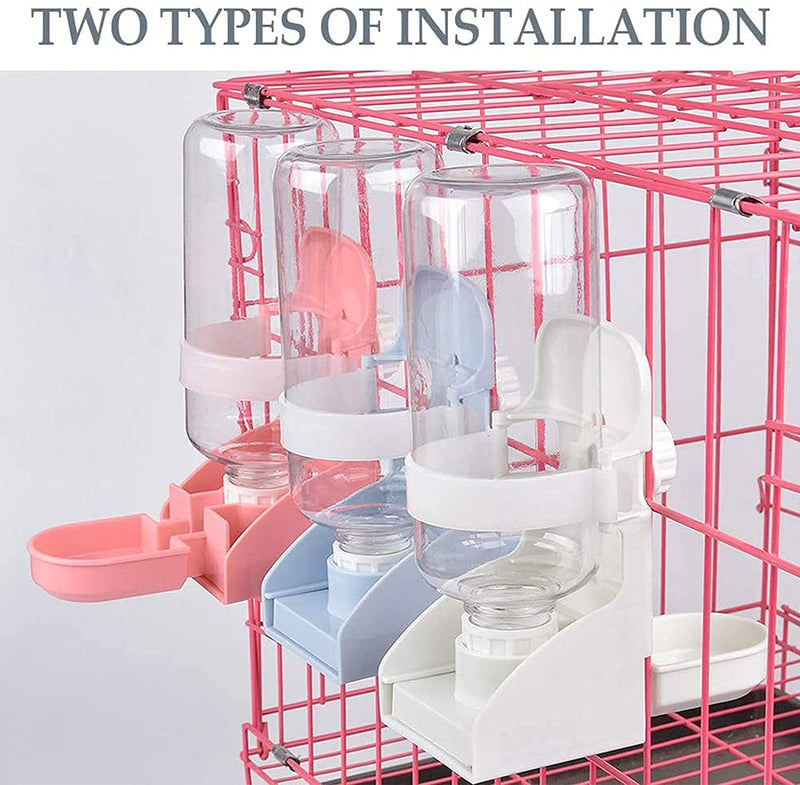 kathson 2PCS Rabbit Water Bottle, 17oz Hanging Water Fountain Automatic Dispenser No Leak WaterFeeder for Bunny Chinchilla Guinea Pig Hedgehog Ferret 500ml White(2PCS) - BeesActive Australia