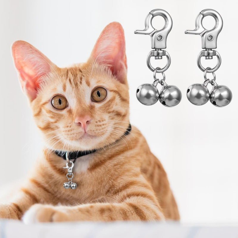 Loud Cat Dog Bells 2 Pieces Pet Bells Loud Pet Bells for Dog Collar Large Dogs Pet Bell Pendant Silver Tracker Bells for Dogs Cat Training Necklace - BeesActive Australia
