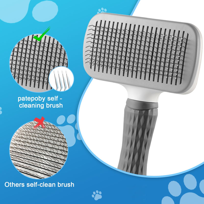 Pet brush，cat brush with release button，dog brush， for grooming Remove loose hair and prevent tangling,fine needle（Grey） - BeesActive Australia