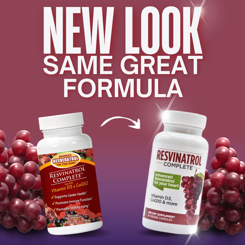 60 Capsules - Resveratrol Supplement - Healthy Aging | Resveratrol, Quercetin, Grape Seed Extract & Vitamin D3 - Healthy Aging, Heart Health, and Immune Support