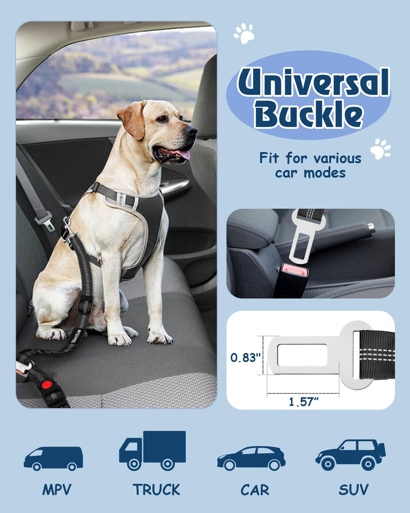 Vastar 2 Pack Dog Seat Belt for Car, 3-in-1 Dog Car Seatbelt, Adjustable Pet Seat Belt, Safety Headrest Restraint Dog Car Belt with Reflective Elastic Bungee, Poop Bag Holder Black+Black - BeesActive Australia