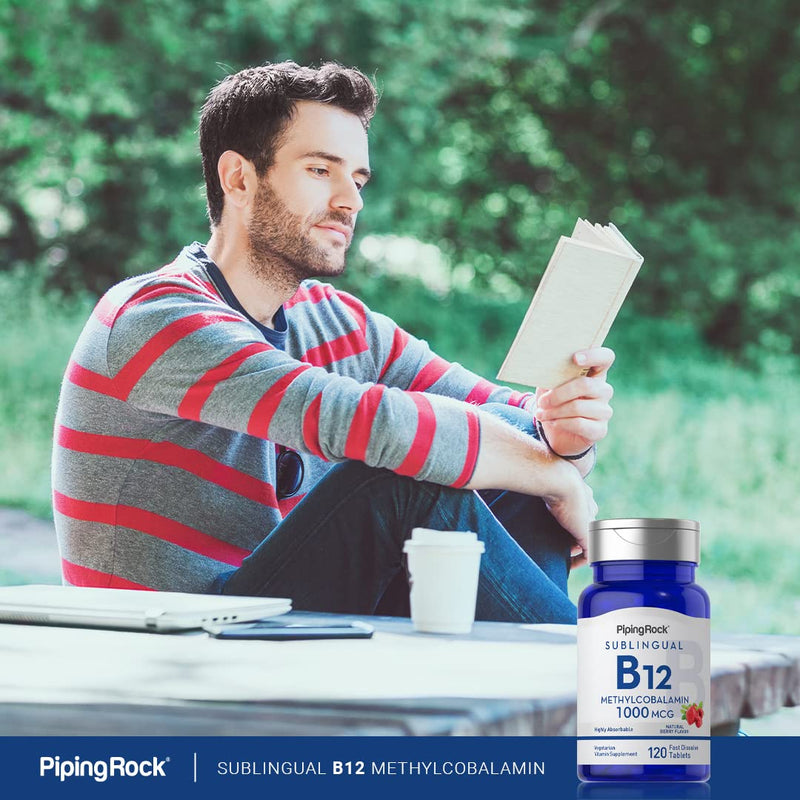 Piping Rock Vitamin B12 1000 mcg Sublingual | 120 Tablets | As Methylcobalamin | Berry Flavor | Vegetarian, Non-GMO, Gluten Free Supplement