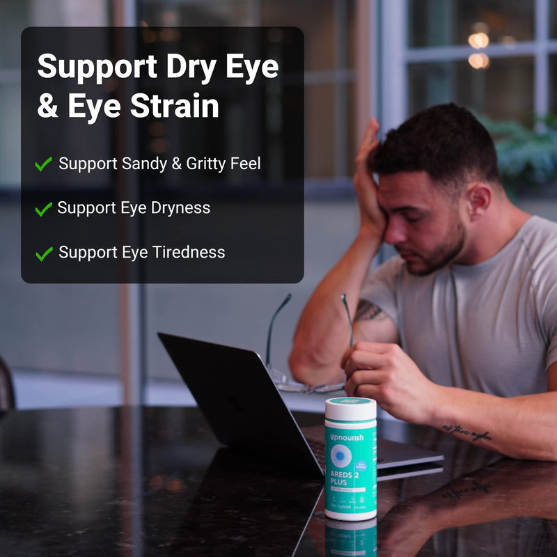 UpNourish AREDS 2+ - Advanced Eye Vitamin Supplement for Macular Health and Dry Eye - Lutein, Zeaxanthin, Saffron, Astaxanthin & DHA - Supports Eye Strain, Pressure, Night Vision - 120 softgels - BeesActive Australia
