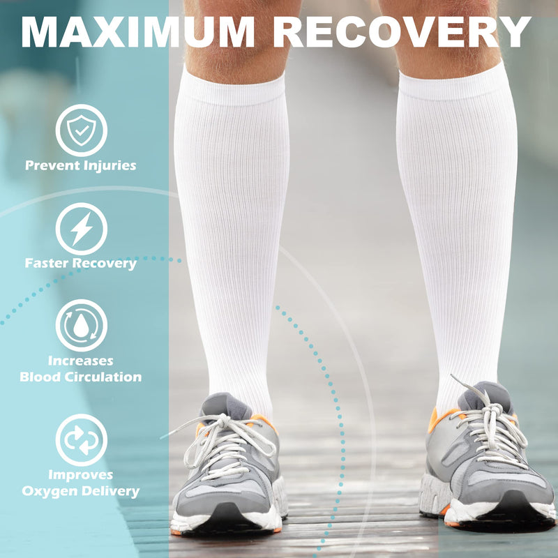 Compression Socks for Women and Men, 20-30 mmHg, Knee High, 3 Pairs Large-X-Large 01 Black/Black/Black