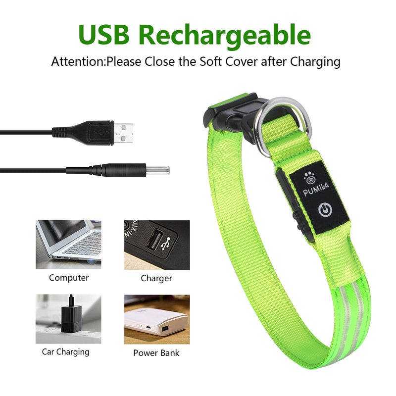 PcEoTllar Luminous Dog Collar Rechargeable, LED Dog Collar Luminous with 3 Light Modes, Luminous Dog Collar Adjustable Waterproof for Small Medium Large Dogs, Green-L L(48-60cm/19-23.6inch) Green(TC5000) - BeesActive Australia
