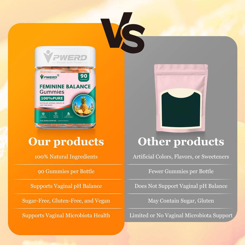 180 Count Feminine Balance Pineapple Vaginal Gummies for Women Ph，Premium Her Plus Nutrition Feminine Vaginal Probiotics Pineapple Balance Gummies for Women 90 Count (Pack of 2)