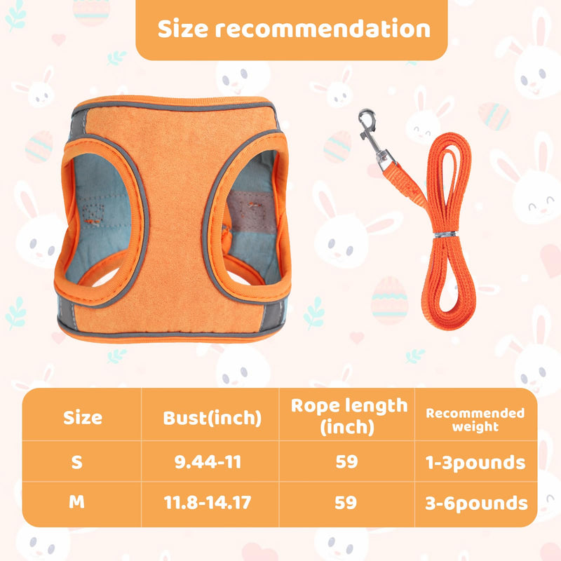 Rabbit Harness and Leash Set with Reflective, Rabbit Vest Harness for Rabbits Ferret Small Pig Puppy Walking Supplies (Blue, Medium) Blue - BeesActive Australia