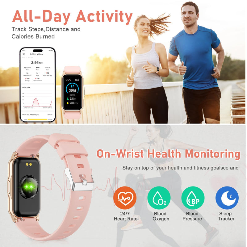 Fitness Tracker with Step Counter/Calories/Stopwatch, Activity Tracker, Health Tracker with Heart Rate Monitor, Sleep Tracker,1.47'' Touch Color Screen, Pedometer Watch for Women Men