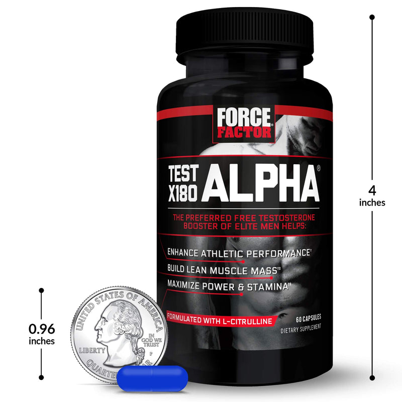 Force Factor Test X180 Alpha Testosterone Booster for Men | Testosterone Supplement with Fenugreek & L-Citrulline to Promote Lean Muscle, Strength, Energy & Performance, 60 Capsules