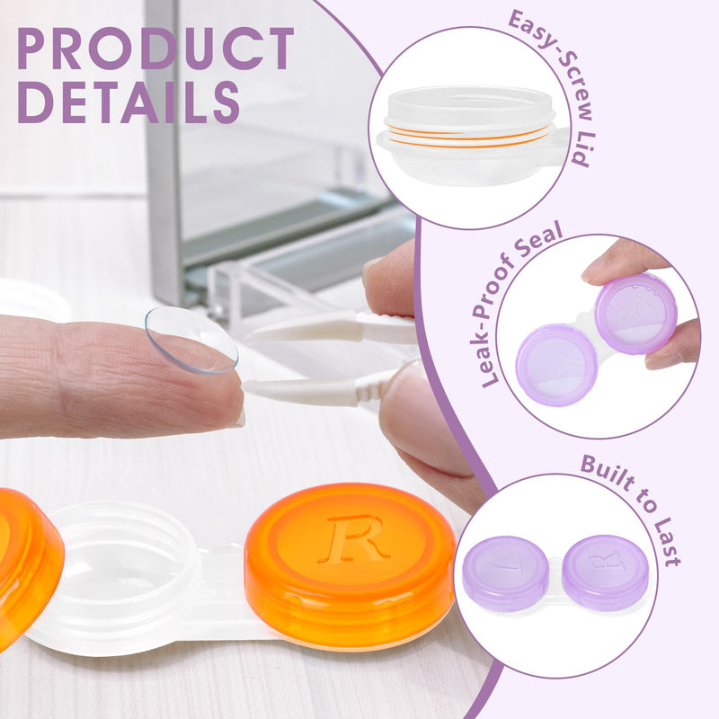 60 Pack Contact Lens Cases Bulk, Transparent Cute Contact Lens Case for Home & Travel, 6 Color (60) 60 pack - BeesActive Australia