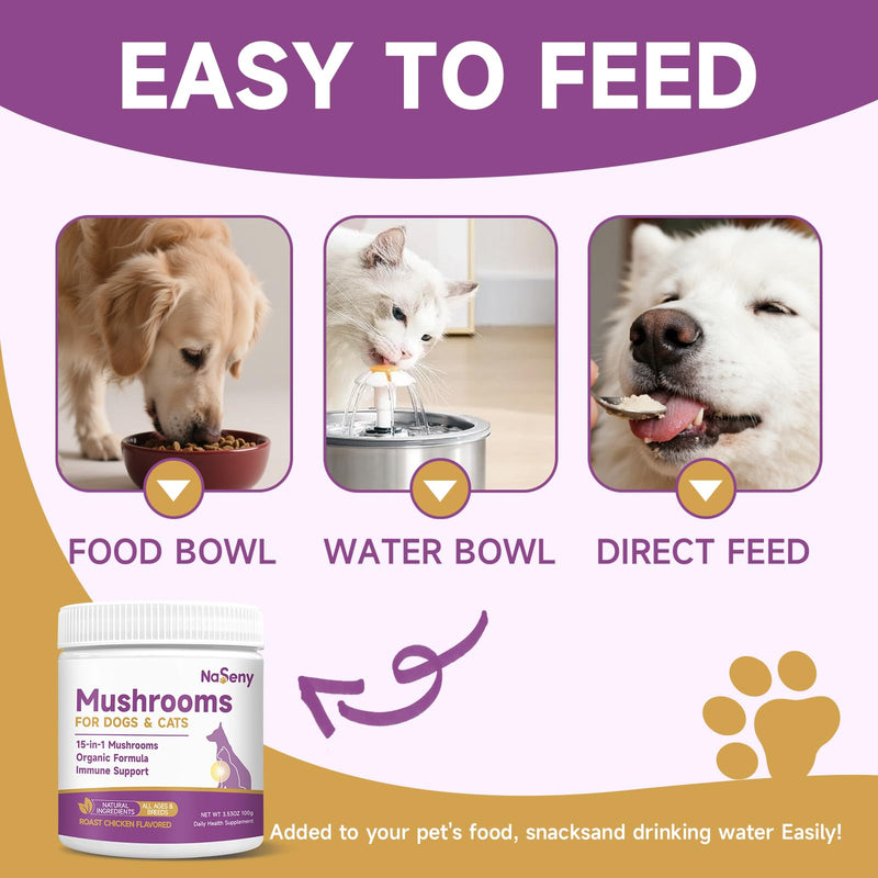 Taurine Drops for Cats - Supports Heart, Vision, Energy & Vitality, Immune System Health, Mushroom for Dogs & Cats, Support Immune System, Digestion, Skin & Coat,