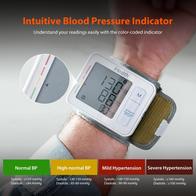 iHealth Push Wrist Blood Pressure Monitor, Digital Bluetooth Blood Pressure Machine with Large Display and Portable Carrying Case for at Home and Travel Use - BeesActive Australia
