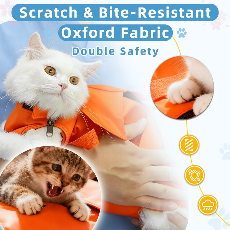 Waterproof Cat Grooming Restraint Bag - Anti-Scratching for Claw Care & Nail Trimming, Ideal for Cat Medical Examination (Pink, L) pink - BeesActive Australia