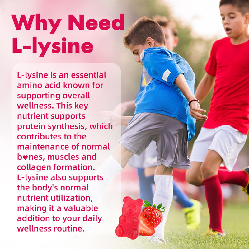 L-Lysine 1000mg Gummies, Chewable Lysine Supplement for Adults & Kids Immune Support, Essential Amino Acid, Vegetarian, Non-GMO, Sugar-Free, Gluten Free, Strawberry Flavor, 120 Counts 60 Count (Pack of 2)