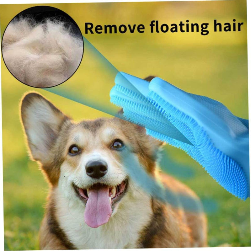 Dog Washing Gloves, Pet Grooming Gloves with Soft Brushes, Bathing and Massaging for Dogs and Cats, Silicone Heat Resistant Cleaning Gloves with High-Density Teeth (Blue) Blue - BeesActive Australia