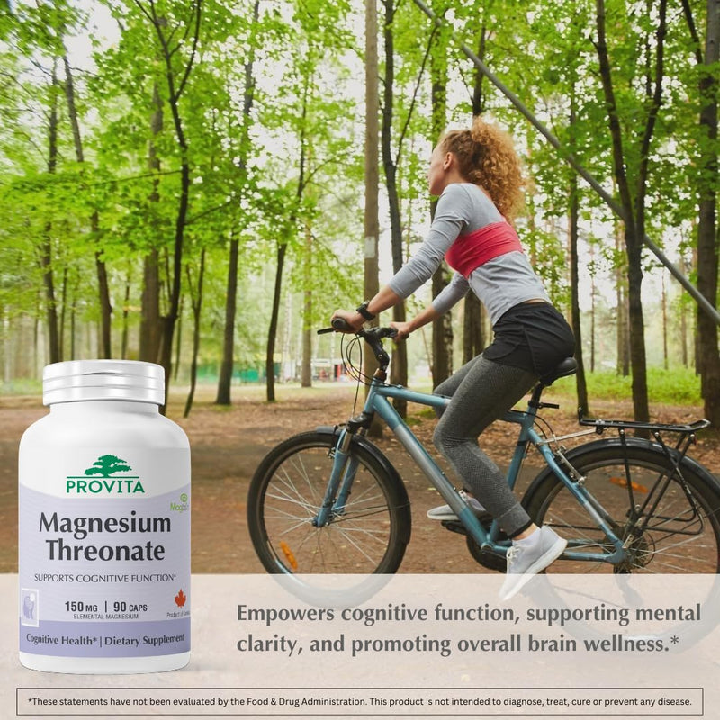 Provita Magnesium L-Threonate Supplement | Cognitive Support & Brain Electrolyte Balance | High Absorption Magnesium for Memory, Focus & Brain Health | Vegan Capsules | 50mg Elemental Magnesium