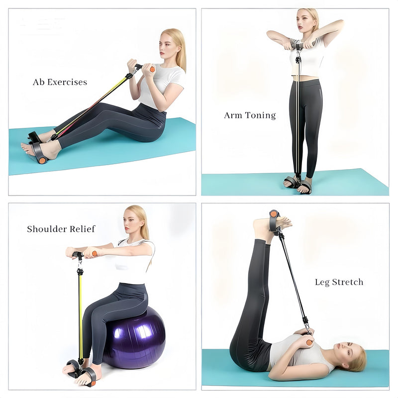 Adjustable Foot Pedal Resistance Band, Durable Foot Pedal Resistance Trainer with Bag. Multifunctional Pedal Puller Resistance Rope with Handles. Fitness Equipment for Women and Men. Purple.