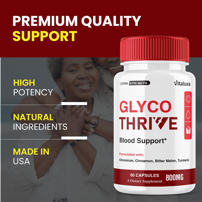 Glyco Thrive Capsules, GlycoThrive Blood Support Supplement Pills, Premium Natural Daily Multivitamin Wellness Formula for Maximum Energy & Overall Balance Health, Glyco Thrives Reviews (60 Capsules)