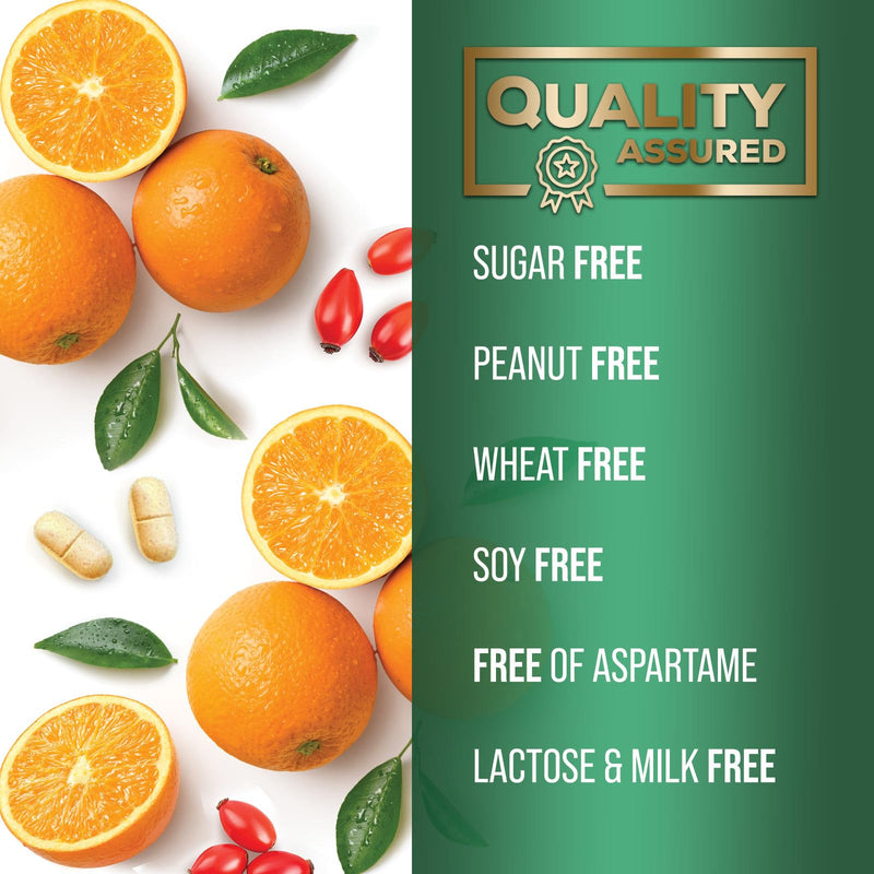Vitamin C 1000mg Chewable - Sugar Free, Natural Immune Support Supplement with Vitamin C & Rose Hips Bioflavonoids - Extra Strength Antioxidant, Powerful Vit C Chews, Tasty Orange Flavor, 120 Tablets 120 Count (Pack of 1)