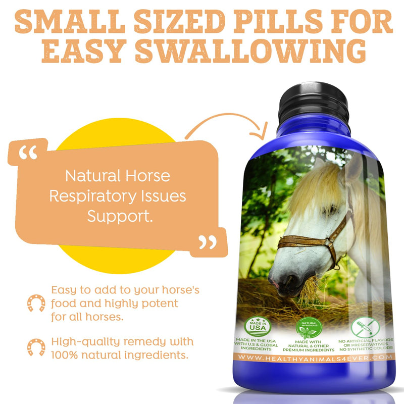 Healthy Animals 4Ever All-Natural Horse Respiratory Issues Support - Helps Prevent Heaves, Allergies & Infections - Supplements for Horses - Homeopathic & Highly Effective - 300 Tablets - BeesActive Australia