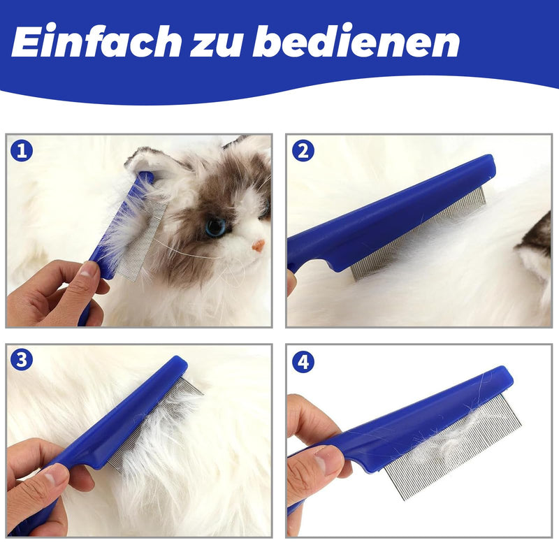 MAEXUS 5 piece cat dog flea comb set, lice comb for pets, pet tear stain remover comb, metal teeth lice comb, double-sided nit comb, effectively removes fleas and lice, for pet care - BeesActive Australia