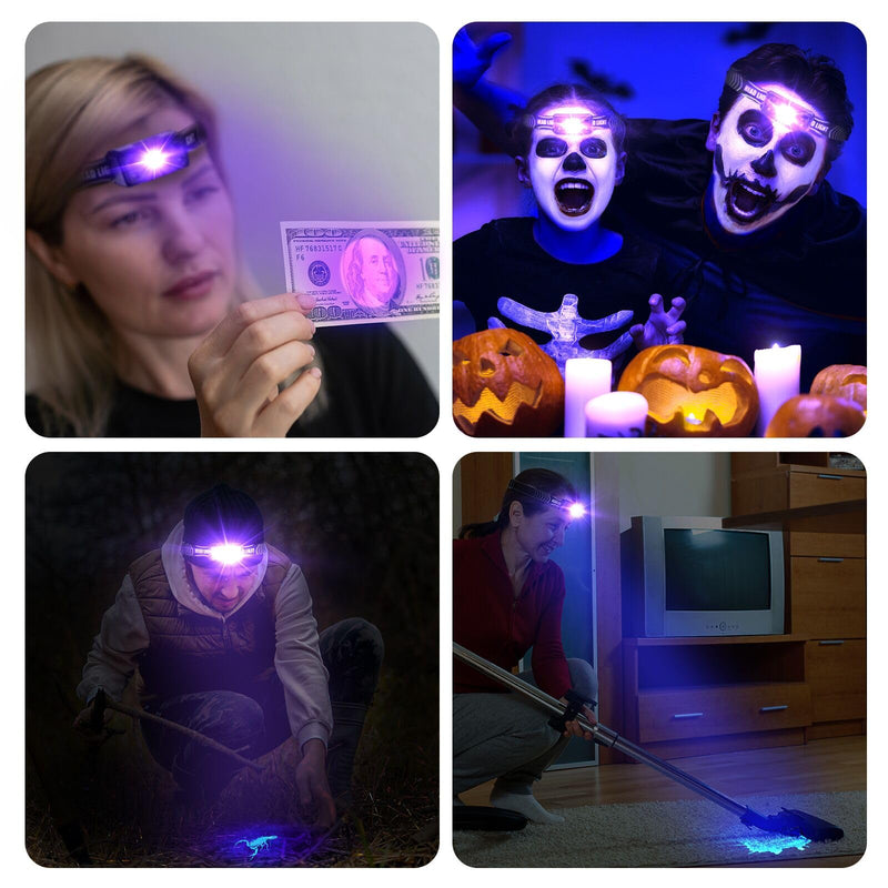 COSOOS 2IN1 UV Headlamp Flashlight Black Light, Rechargeable LED Hand Free Blacklight 395nm Mini Headlight with White & Ultraviolet Light, Detector for Pet Dog Cat Urine Stain,Bed Bug,Scorpions Finder 1 - BeesActive Australia