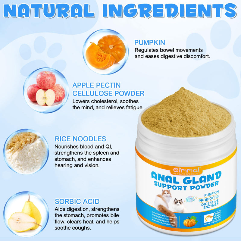 Anal Gland Support Powder for Cats, Anal Gland Supplement Powder with Pumpkin and Probiotics Supports Cats Anal Gland Health, Pet Supplement Anal Gland Support Powder Treatment for Cats - 120g - BeesActive Australia
