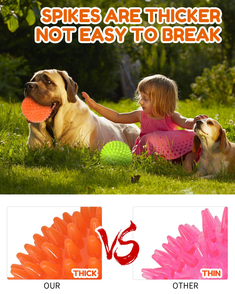 4.5” Heavy Duty Squeaky Dog Balls for Medium Large Dogs, Dog Toys for Aggressive Chewers, Spike Ball Toys for Clean Teeth and Training(2 Pack) 4.5" - BeesActive Australia