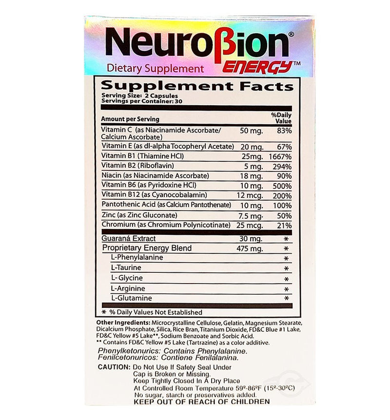 Neurobion, Energy Amino Acids, 60 Count (Pack of 3) | One a day supports normal metabolism and nervous system function; six-month supply 60 Count (Pack of 3)