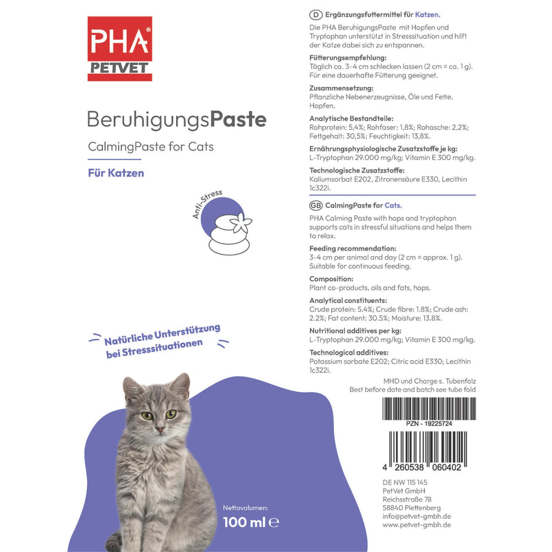 PHA calming paste for cats for stress, restlessness, fear, marking, new surroundings, natural support for the nerves, anti-stress agent, 100 ml - BeesActive Australia