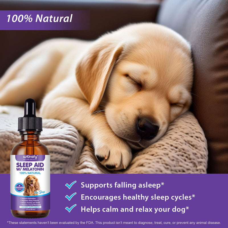 Melatonin for Dogs & Cats - All-in-One Calming Aid & Sleep Supplement for Anxiety from Fireworks, Travel & Separation, Promotes Deep Relaxation & Calm Behaviour for All Breeds & Sizes