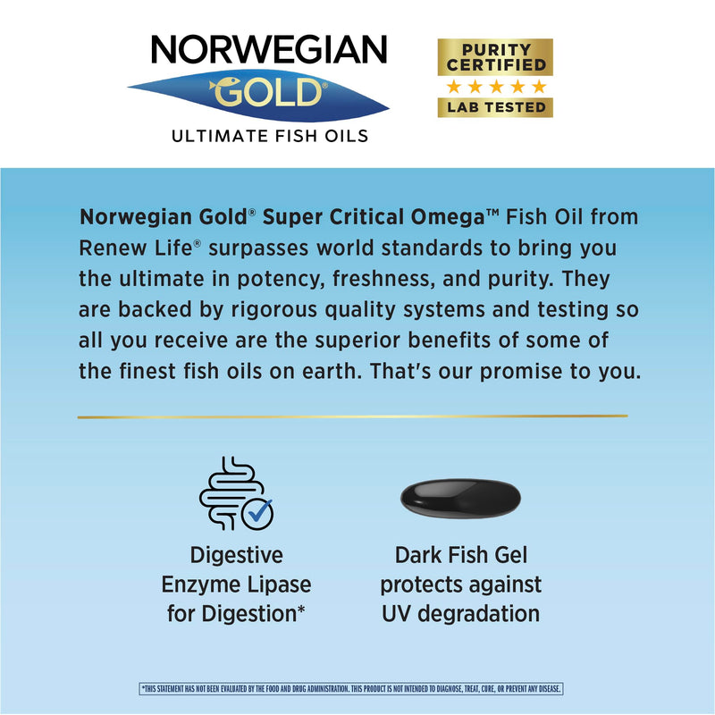 Renew Life Norwegian Gold Fish Oil Super Critical Omega 3 6 7 9 11 60 count