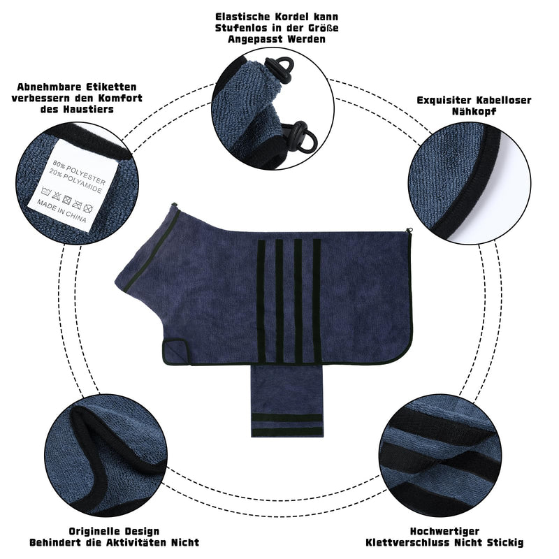 WUFANC dog bathrobe, dog bathrobe made of microfiber, extra absorbent and quick-drying, dog bathrobe with Velcro fastener and adjustable shrink strap for large, medium and small dogs (XXL) XXL - BeesActive Australia