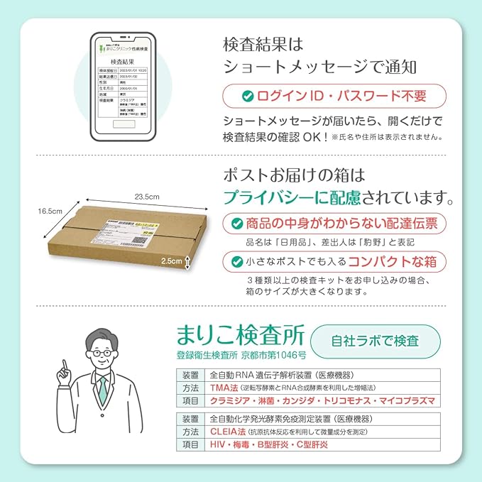 Venereal Disease Test Kit, Women: 7 Items, Gonorrhea, Chlamydia, Gonorrhea, Throat Chlamydia, Vaginal Candida 2 Types, Trichomonas (Vaginal Discharge Testing, Gargle Test), Mariko Inspection Kit - BeesActive Australia