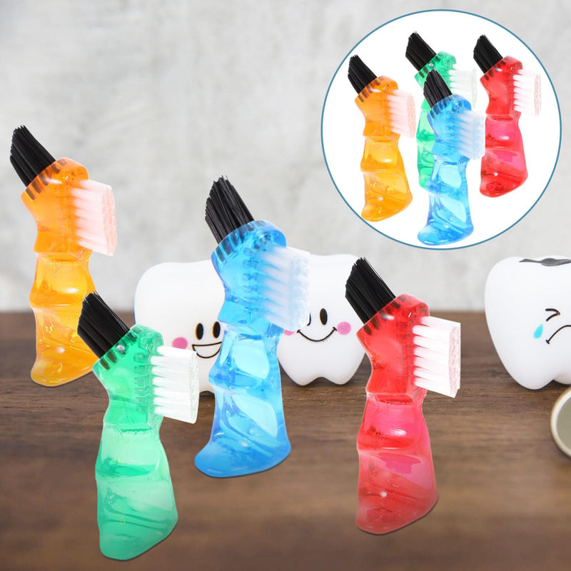 Healifty 4pcs Denture Toothbrush Electric Toothbrushes Denture Care Brush Personal Mini Dual Head Toothbrush Electric Denture Brush Toothbrush Small Paintbrush Double Head Plastic - BeesActive Australia