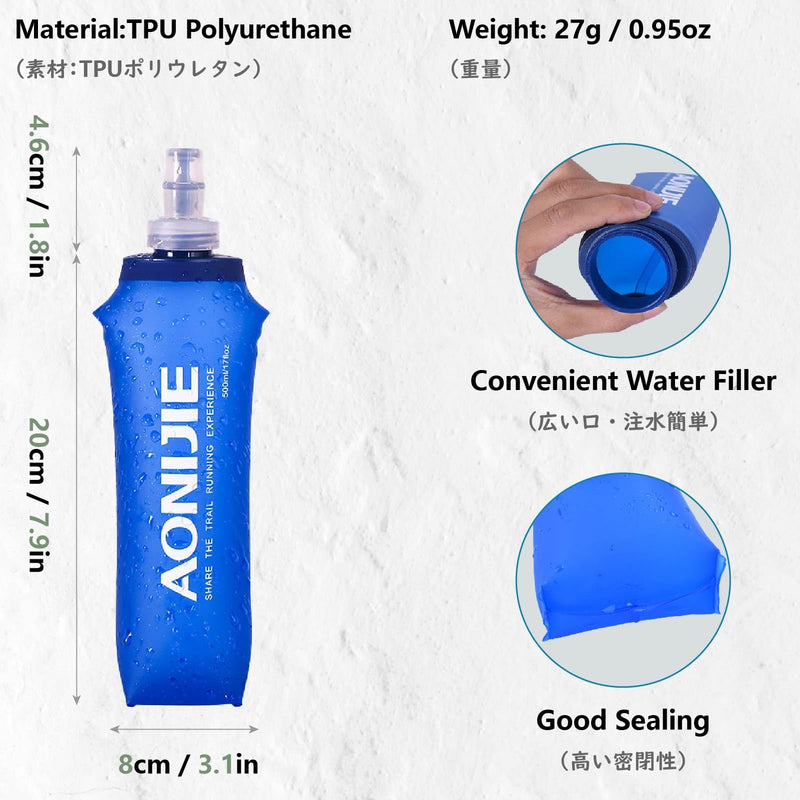 JEELAD Hydration Running Vest Backpack 5L for Men Women Jogging Hiking Marathon Racing Cycling Outdoor #02 Blue - with a Soft Water Bottle (500ml) One Size