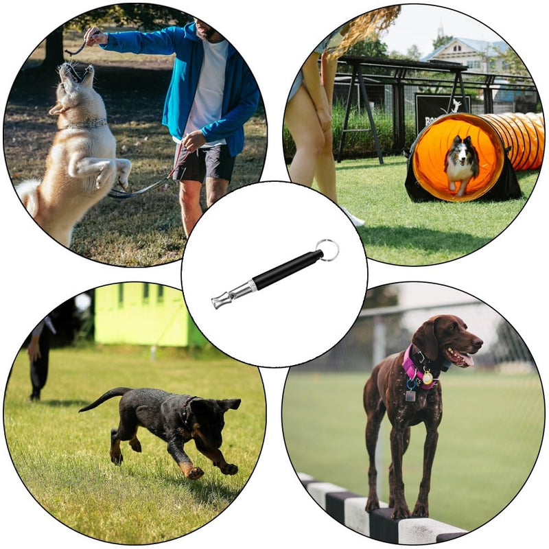 2 Pack dog whistle, dog training whistle, Adjustable Ultrasonic Silent Dog Whistle, Dog Whistle to Stop Barking Neighbors Dog, Professional Recall Dog Training Whistles. (Black and White with lanyard) - BeesActive Australia