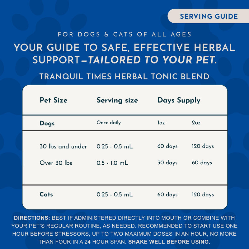 Animal Essentials Tranquility Blend - Valerian Root for Dogs & Cats, Organic Calming Drops for Dogs & Cats, Natural Pet Care Supplement to Relax & Sleep, Herbal Calm Support - 1 Fl Oz 1 fl oz (30 ml)