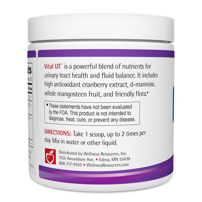 Vital UT Powder with D-Mannose, Cran-Max Cranberry, LactoSpore Probiotic for Urinary Tract and Bladder Health, 36mg PACs and 1 Billion Spore Probiotics Per Scoop (30 Servings)